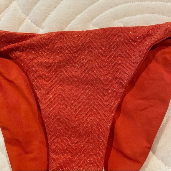 L*SPACE Leonie Bikini Bottoms in Orange Metallic Textured Small NWT - Picture 3 of 7